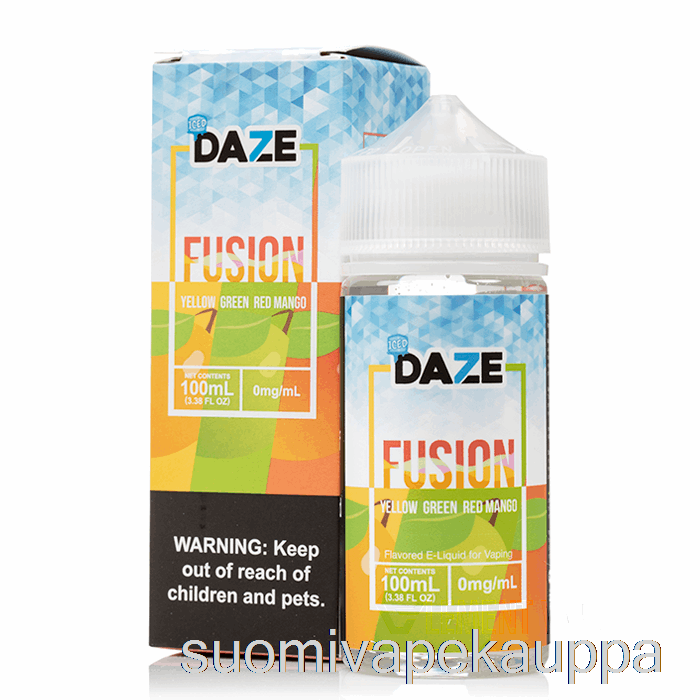 Vape Netistä Jään Keltainen Vihreä Punainen Mango - 7 Daze Fuusio - 100ml 3mg